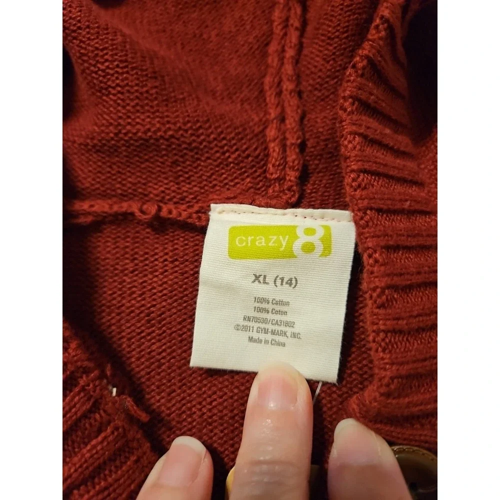 Men's Hooded Button-Front Sweater with Horse Motif — Red - Picture 2 of 6